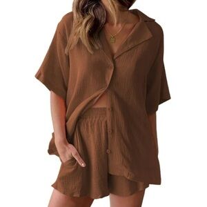 Fantaslook 2 Piece Lounge Button Shirt and Shorts Set